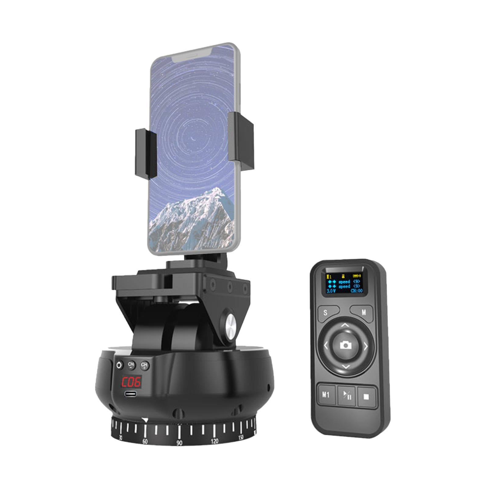 Andoer YT1200 Motorized Pan Tilt Head 2-axis Panoramic Head 360 degrees Rotation Panoramic Tripod Head black