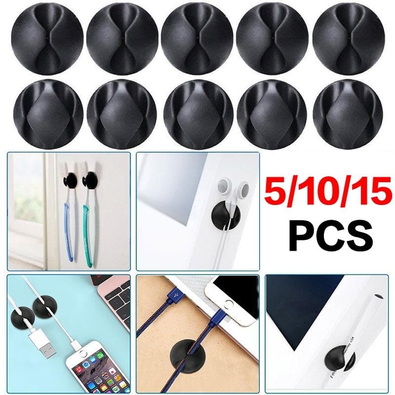 5/10/15pcs Cable Clips Winder Cable Organizer Desktop Wire Storage Charger Cable Cord Holder For Car USB Charging Tablet 15pcs-one slot