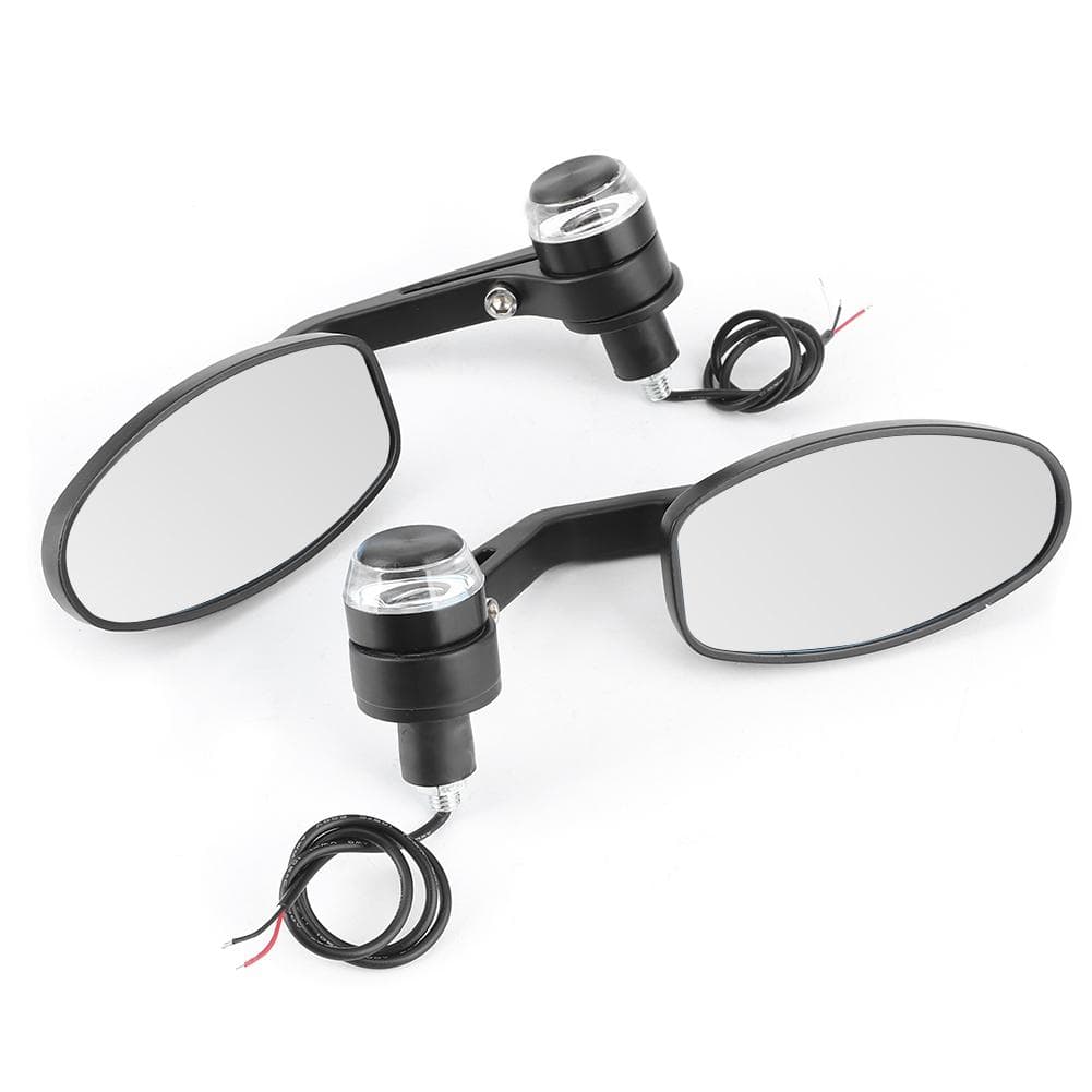 2pcs 78in Handlebar End Rearview Mirrors with Turn Signal Light Universal Motorcycle Parts