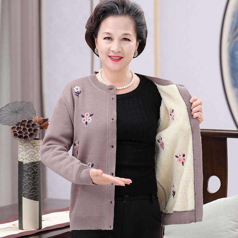 Cardigans Grandma Knitting Sweater Middle-aged and Old Women Sweater Cardigan XXXL camel