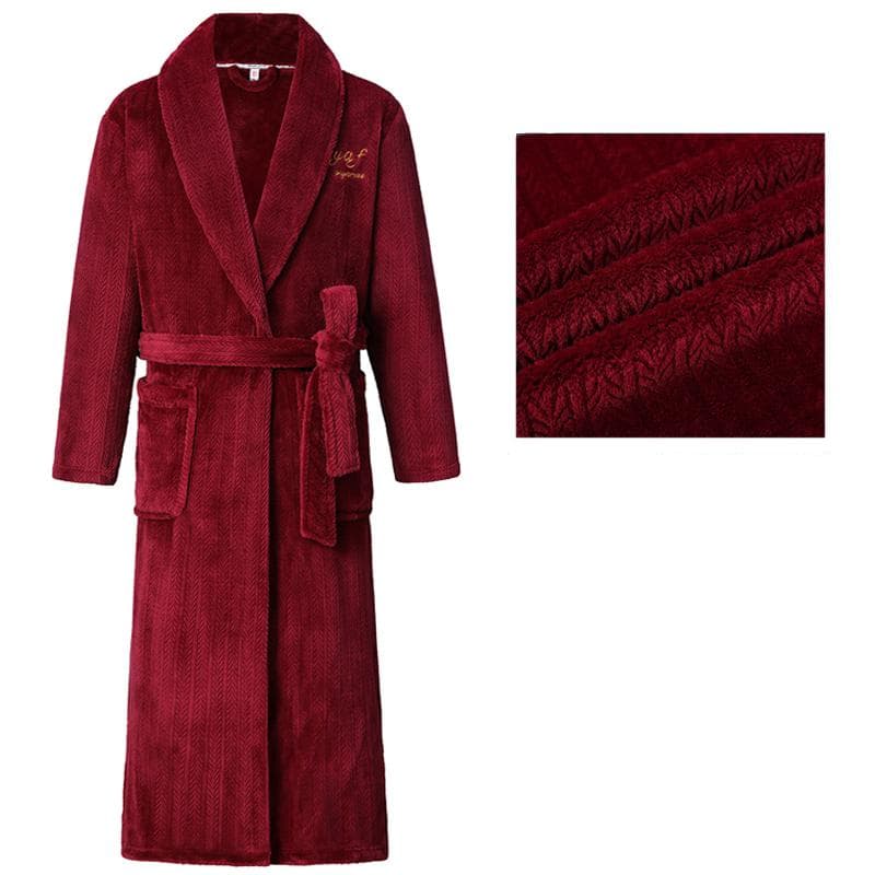 Men Casual Bathrobe Gown Autumn Winter Flannel Long Robe Couple Thicked Warm Sleepwear Plus Size Nightgown Women Loose Home Wear XL