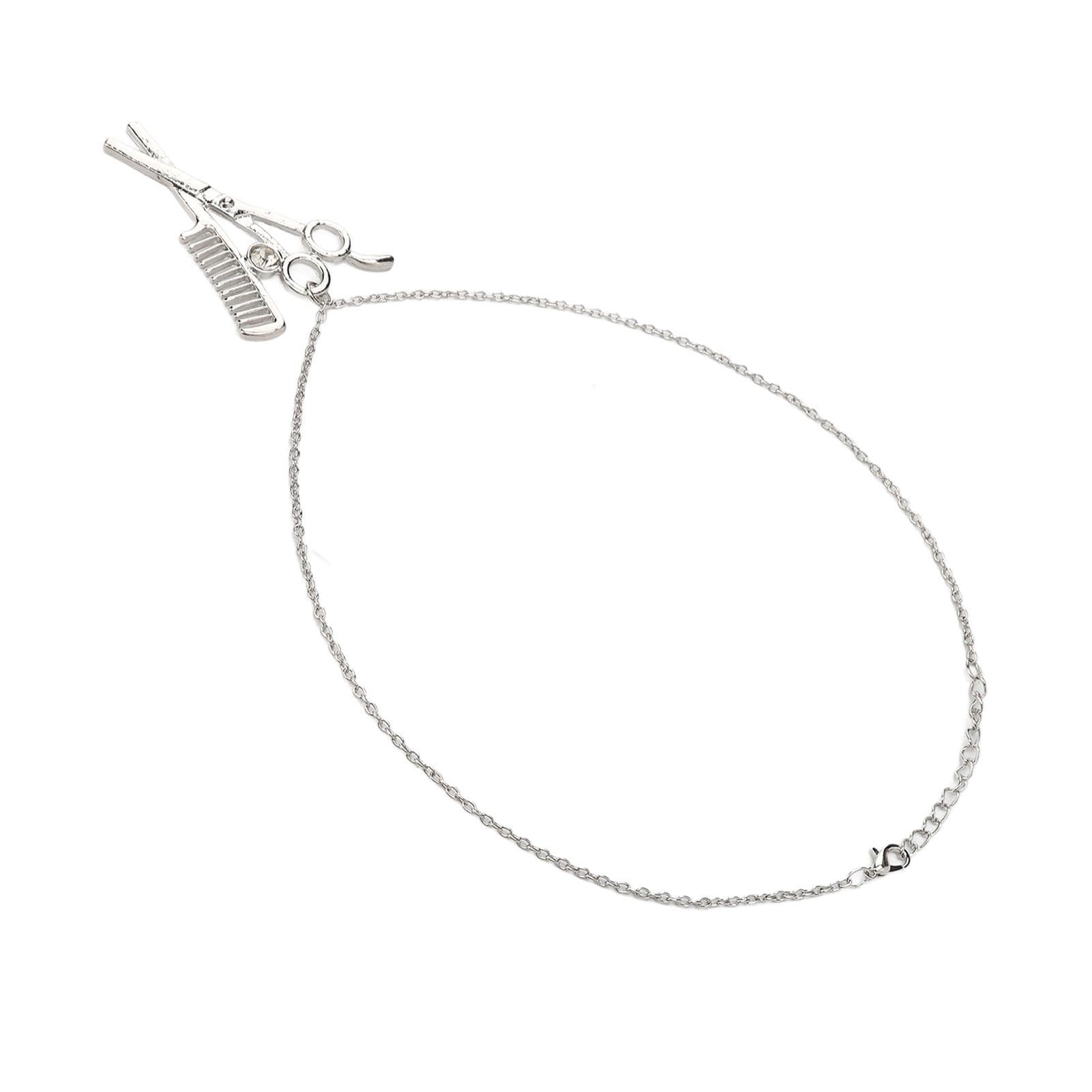 Scissors Comb Pendant Necklace Alloy Scissors Comb Ornaments Exquisite Hair Dresser Stylist Pendant silver