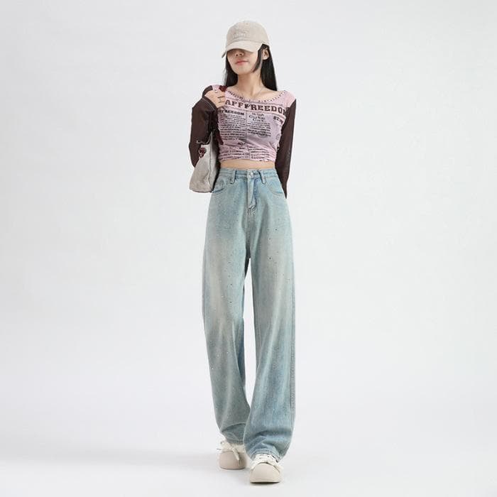 Wide-legged Early Autumn Super Soft Denim Nostalgic Straight Loose Jeans Women Are Thin, Slender and Wide XL
