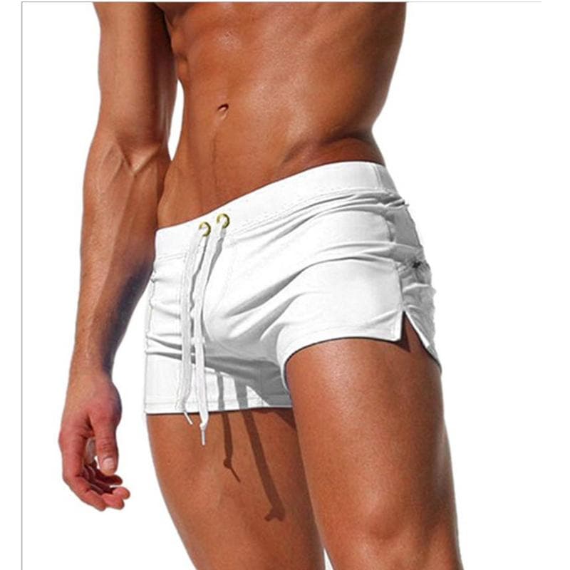 Men Swimwear Swimming Trunks Sports Wear Sexy Short Beach Pants Fashion XL white