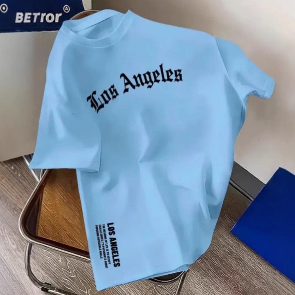 100% Cotton Men's Casual Short Sleeve T-shirts XL blue