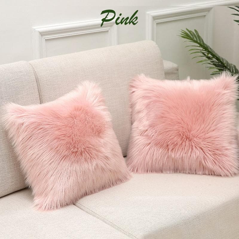 45X45Cm Soft Fur Plush Cushion Cover Home Decor Pillow Covers Living Room Bedroom Sofa Decorative Pillowcase Shaggy Fluffy Cover pink