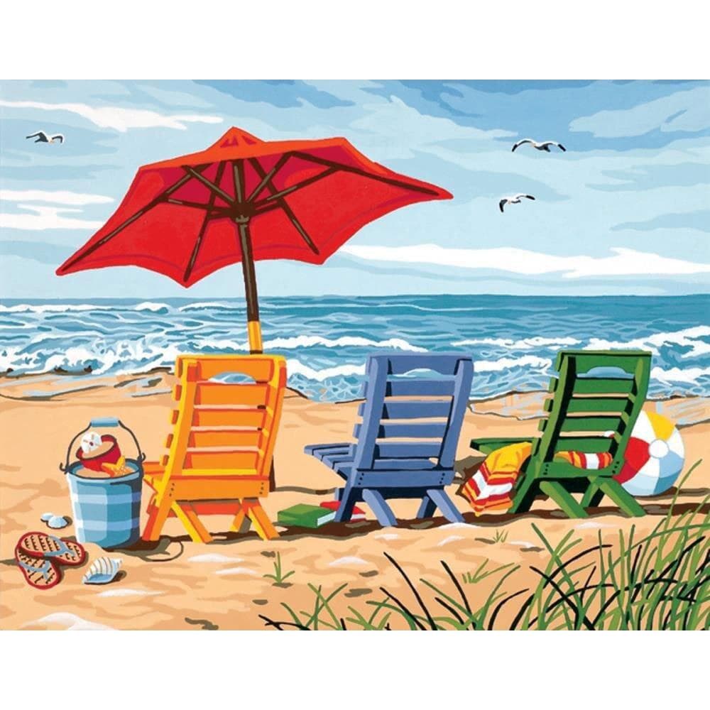 Diamond Painting 5D diamond Seaside beach lounge chair Diamond Embroidery Cross Stitch 20X30CM