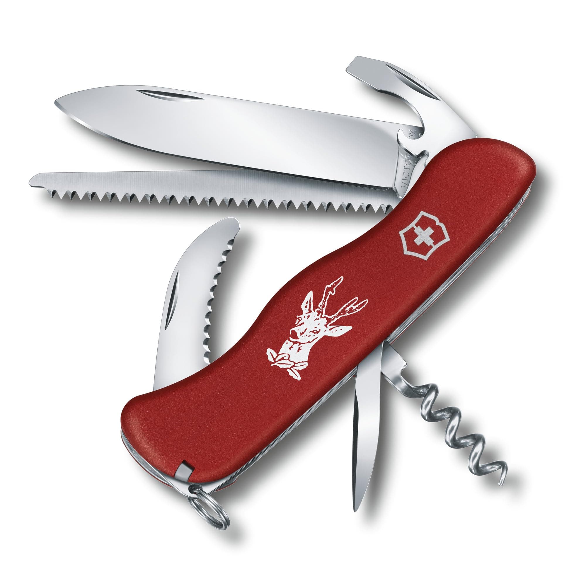 VICTORINOX Hunting Red Swiss Army Knife, Multi-Function Knife for Outdoors and Camping, Includes Gutting Blade, Saw, and Reamer, Swiss-Made Multi-Tool