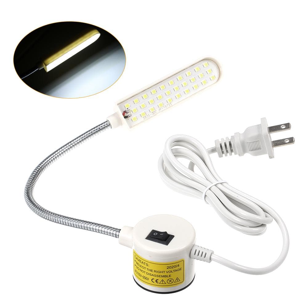 AC110-250V 6W 30LEDs Sewing Machine Light Lamp Fixed Base Flexible Bendable Tube Goose Neck Design US Plug