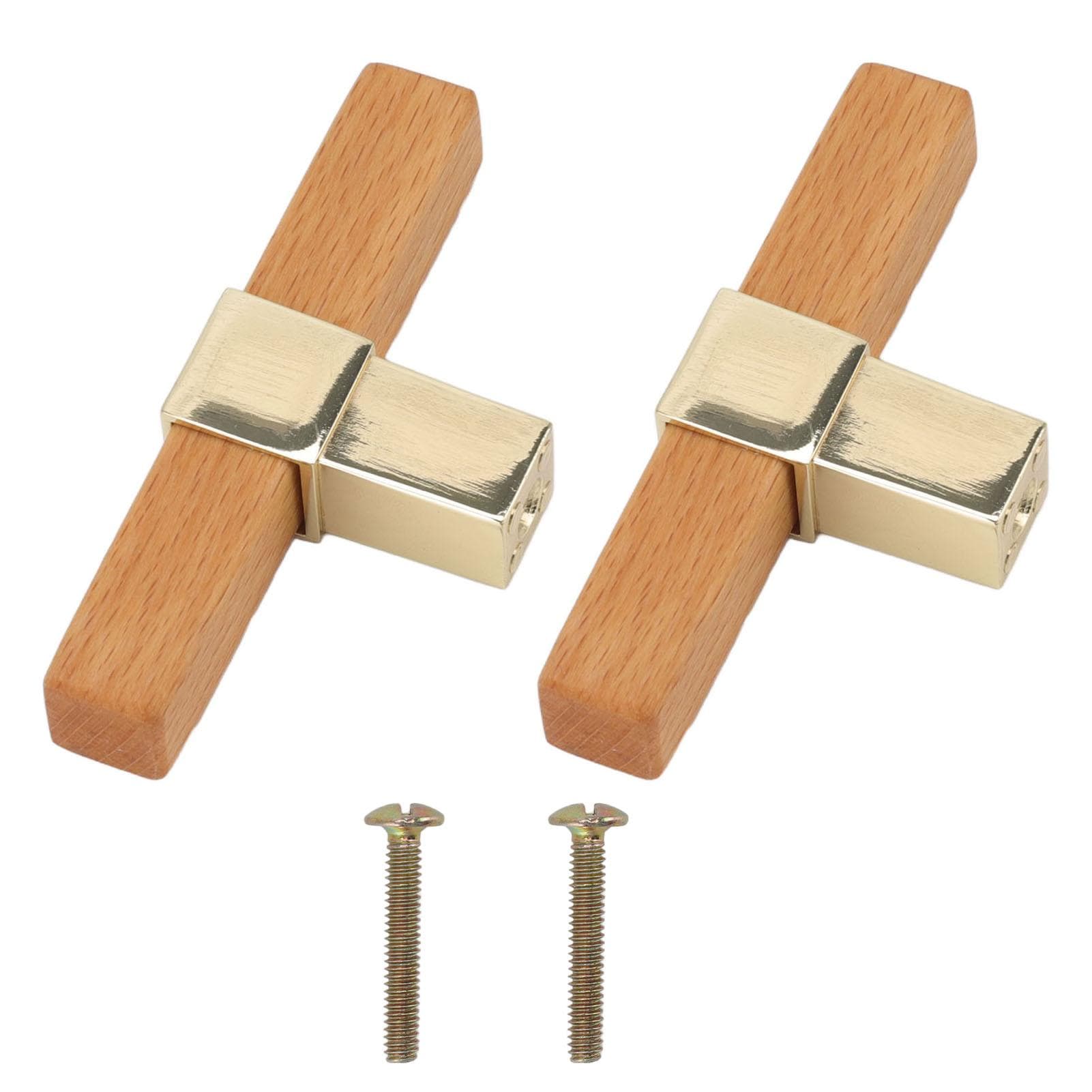 2 Pcs Wooden Cabinet Pulls Single Hole Door Pull Handle Knobs For Kitchen Drawer Cupboard Closet