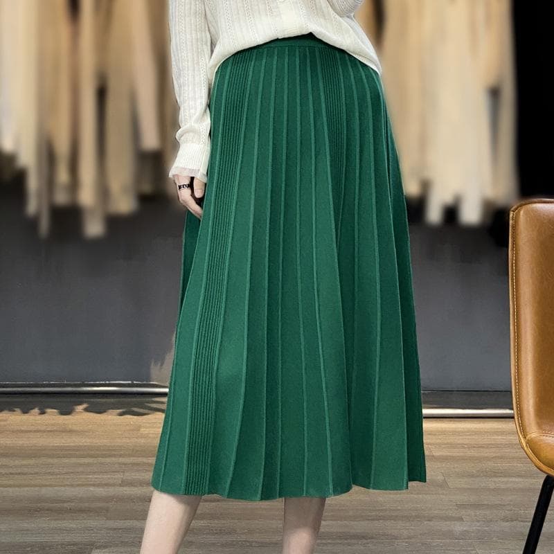 Worn Wool Large Skirt Pleated Skirt Knitted Skirt Spring and Autumn Loose Umbrella Skirt Versatile Slim Look M
