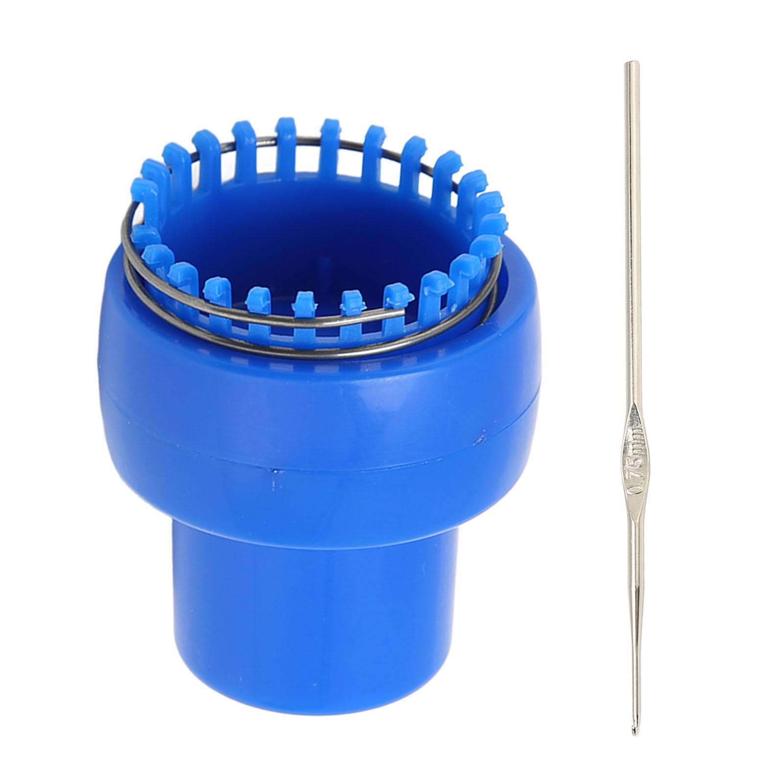 Mini Knitting Machine Blue Ergonomic Design Automatic Release Function Crochet Loom Machine