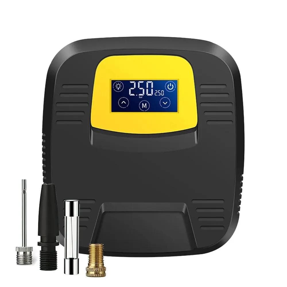 New Digital Display Car Tire Inflator Pump 150PSI Portable Car Air Compressor 12V Electric Inflator LED Light for Motorcycle Bicycle Wired black