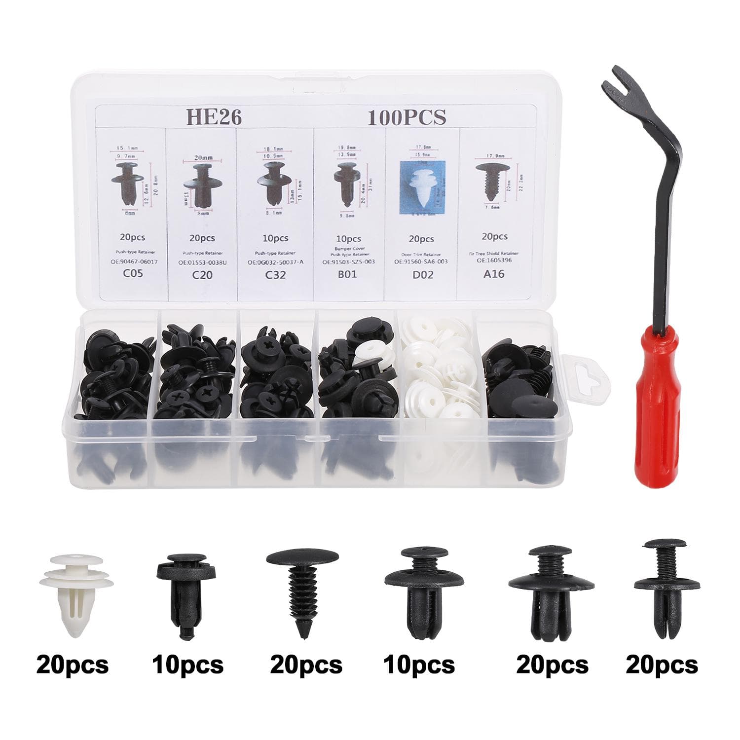 100Pcs Car Body Plastic Push Retainer Pin Rivet Fasteners Trim Moulding Clip Automotive Furniture black