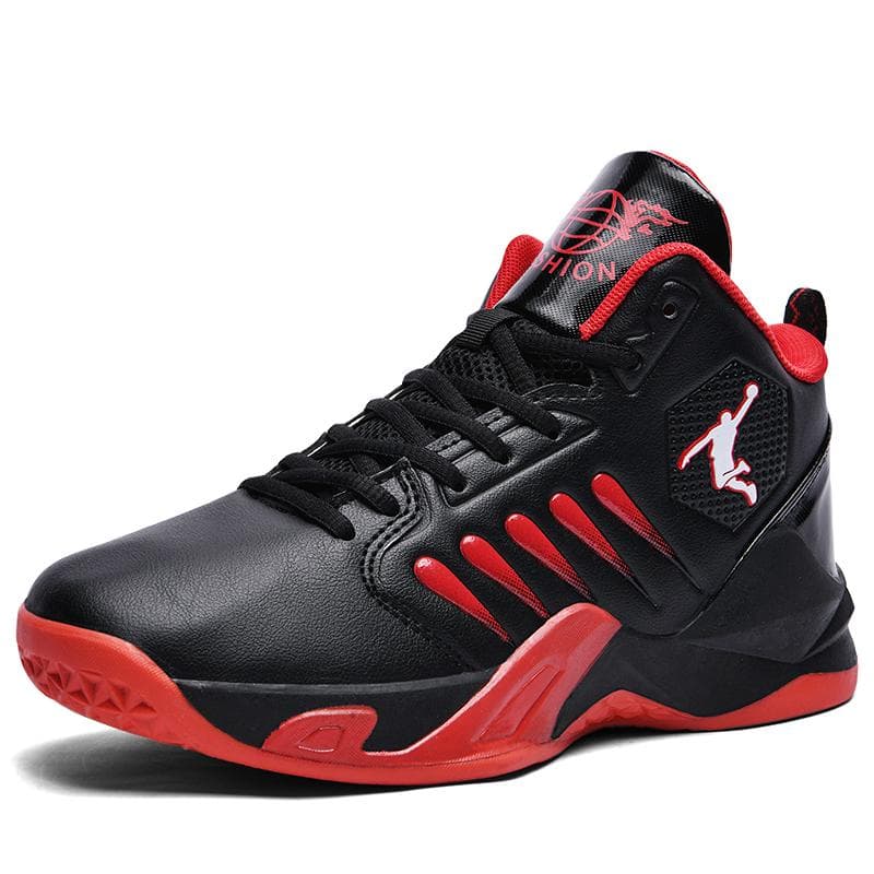 High-top Basketball Shoes Men Outdoor Sneakers Men Wear Resistant Air Cushioning Shoes Breathable Sport Shoes Unisex Couples Shoes 41 red