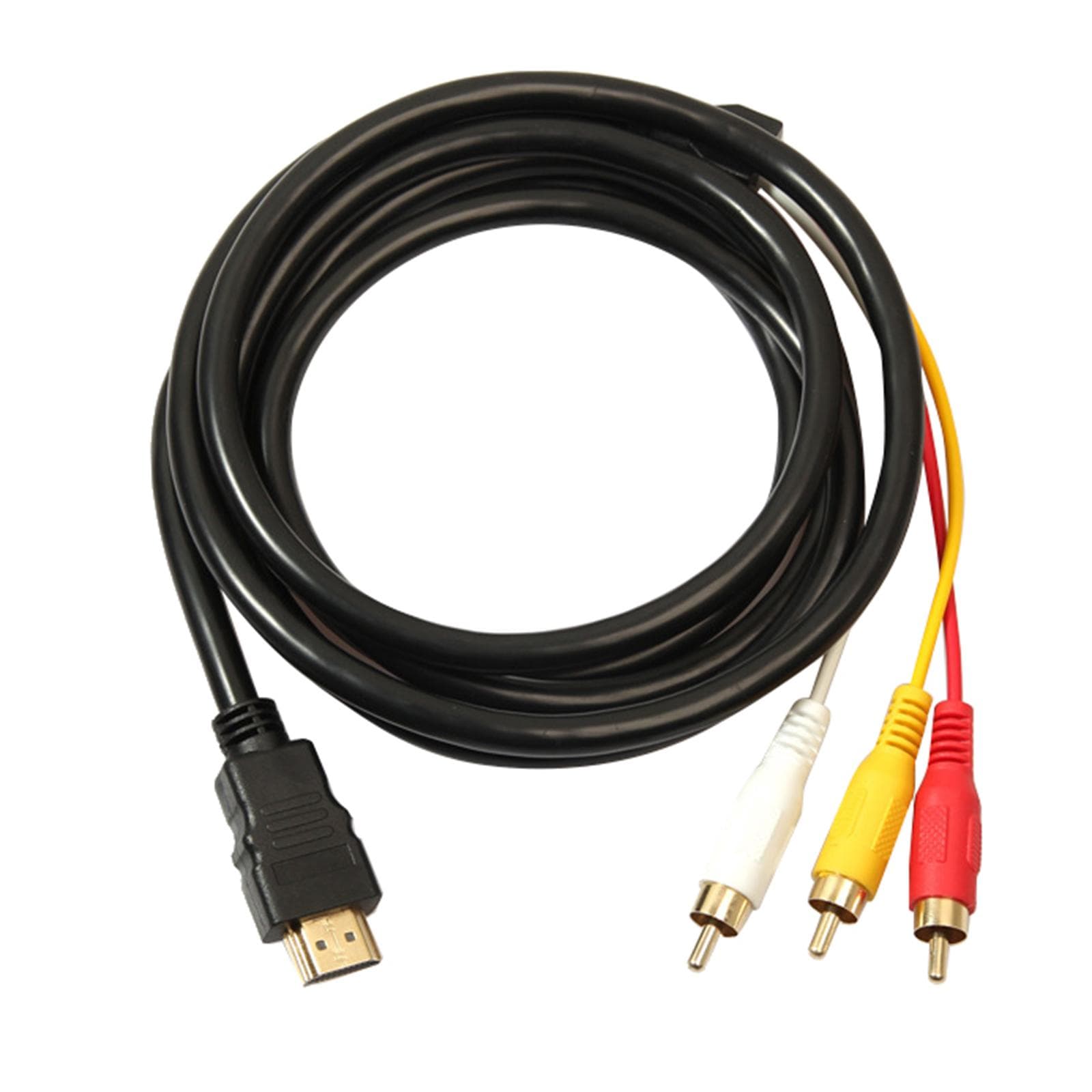 1080P HDTV HD-compatible Male to 3 RCA Audio Video AV Cable Signal Transmitter Audio Connector black