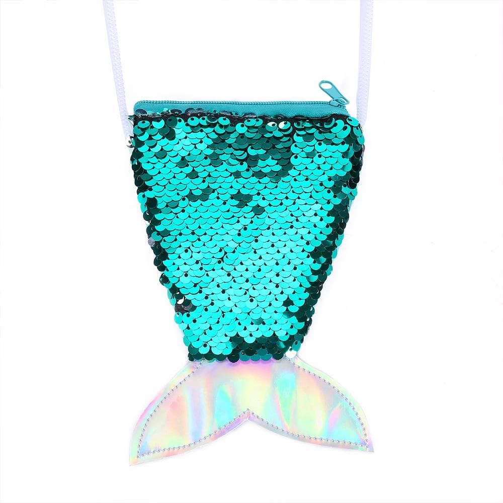 Sequin Mermaid Toddler Coin Purse Cute Small Kids Wallet Purse Glitter Girls Shiny Crossbody Purse green