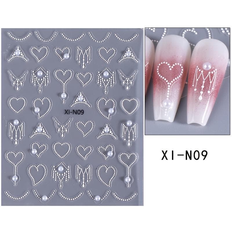 Nail Stickers 5D Simulation Pearl Decor Manicure Decals DIY Self-Adhesive Sliders Nail Decoration 1pc