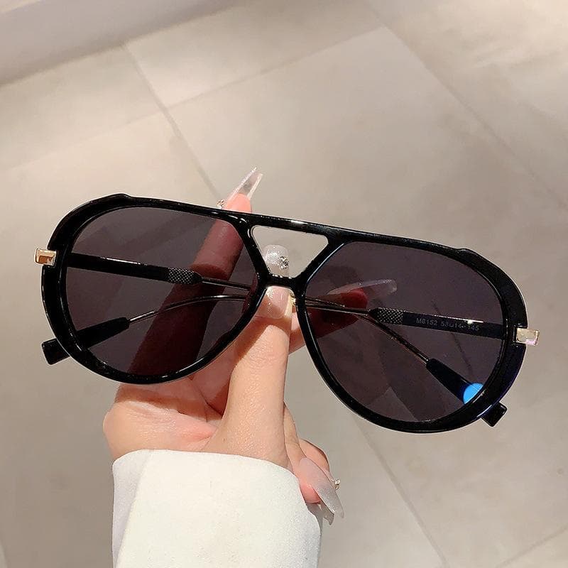 Big Frame Vintage Pilot Sunglasses Women Men Luxury Designer Sun Glasses Outdoor Punk Double Bridge Shades without case