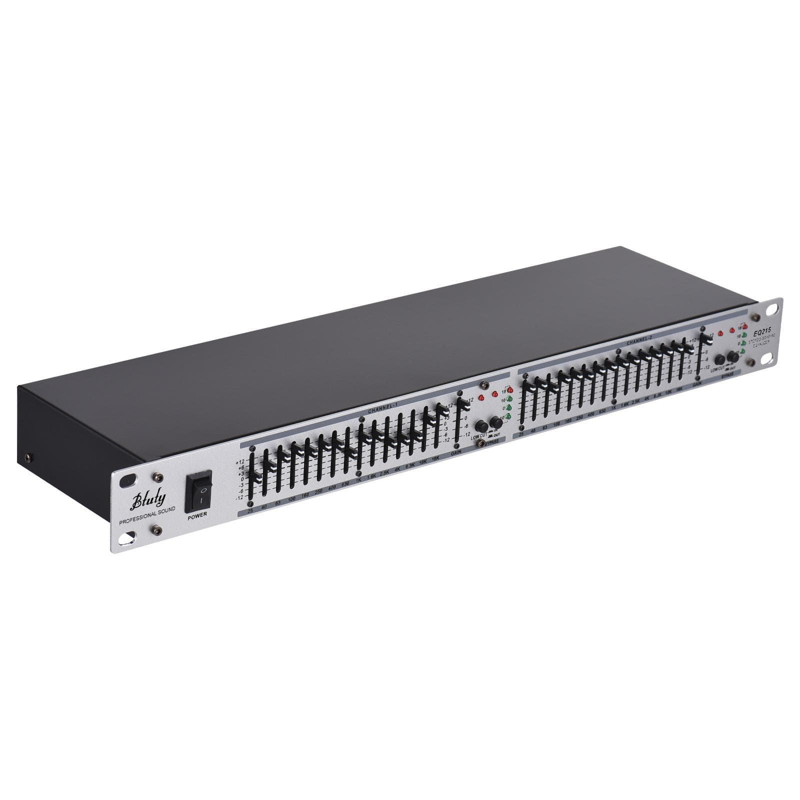 Btuty EQ-215 Dual Channel 15-Band Equalizer 1U Rack Mount 2-channel Stereo Graphic Equalizer US Plug black