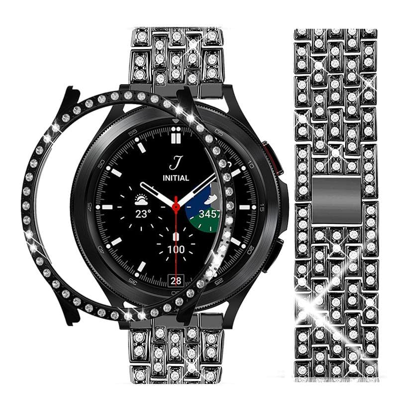 Diamond Strap+Case For Samsung Galaxy Watch 6/5/4 40mm 44mm Bracelet Metal Band Galaxy Watch 6 Classic 43mm 47mm Cover Protector watch 5 case and band Watch 6 classic 47mm