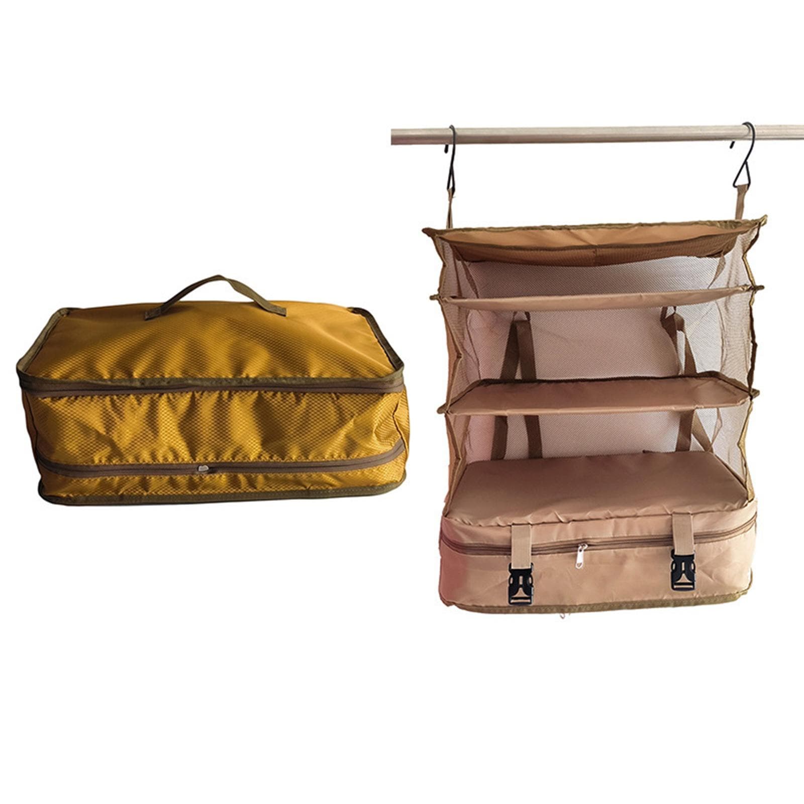 Multi-functional Clothing Travel Storage Bag Three-layer Hanging Bag Waterproof Fabric Reinforced khaki