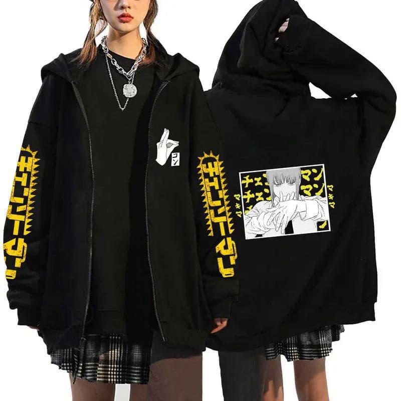 Anime Chainsaw Man Zip Hoodies Sweatshirts S