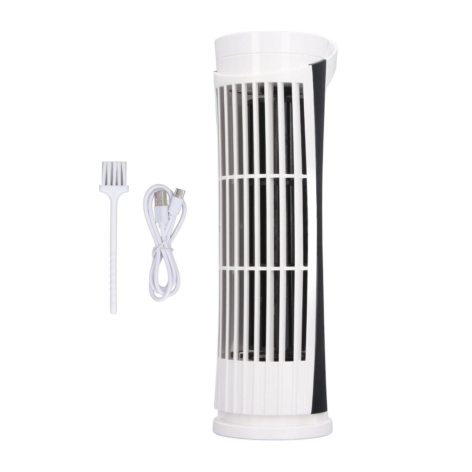 Tower Fan 90 Degree Oscillating Fan with 2 Speeds Light Standing Bladeless Fan 34dB Quiet USB 2.0 white