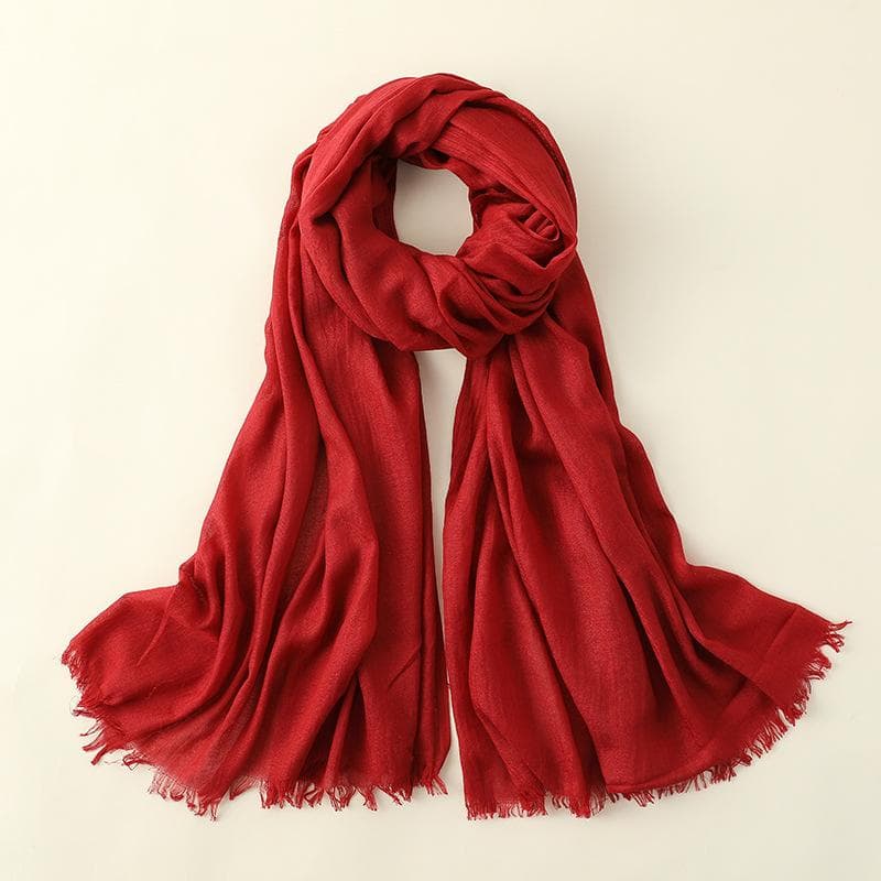 Summer Silk Scarf for Women, Fashionable Sun Protection and Shading, Beach Long Scarf, Solid Color Cotton and Linen Silk Scarf, Scarf 100*195CM