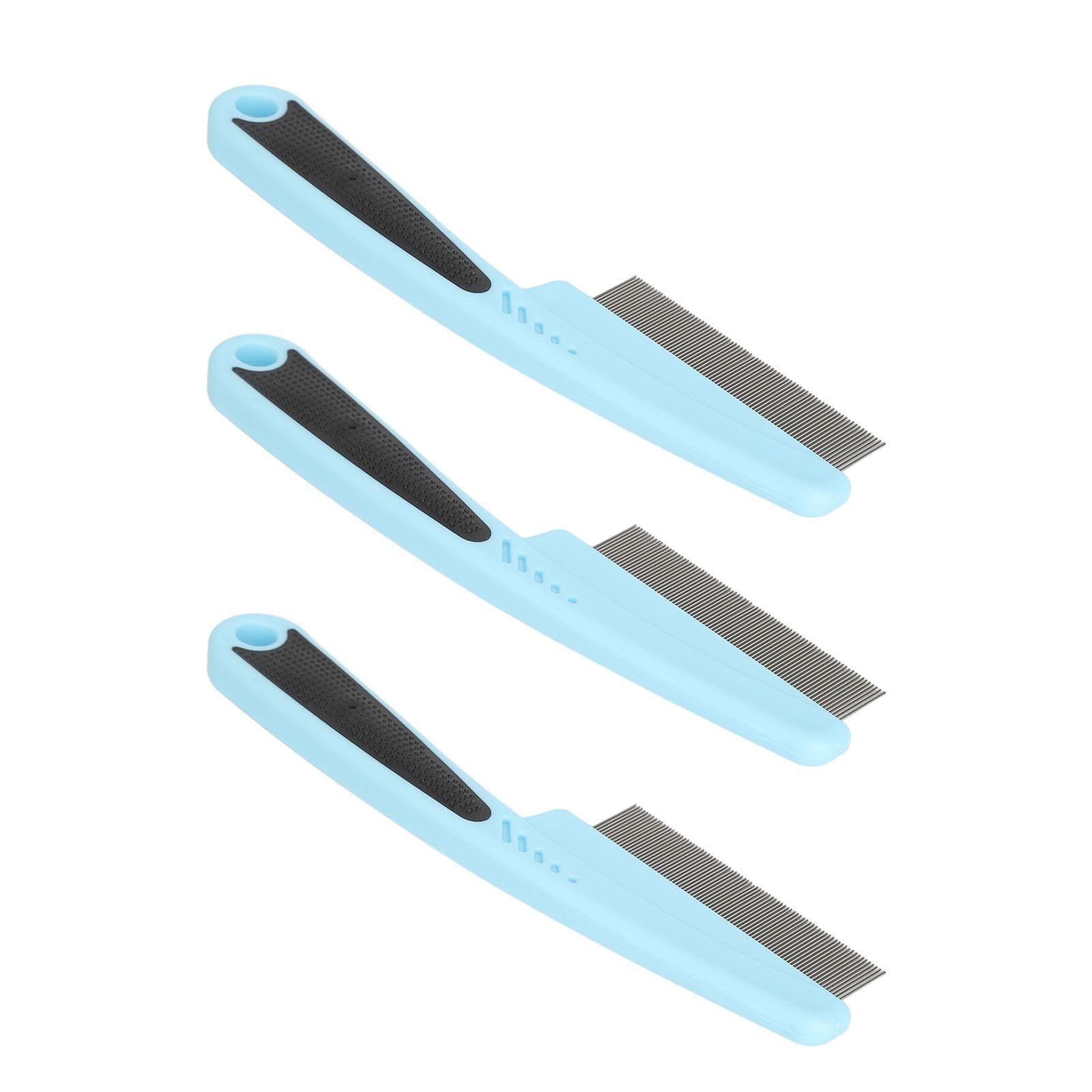 Professional Flea Face Comb Stainless Steel Remove Tangles Ergonomic Pet Grooming Flea Comb Blue blue