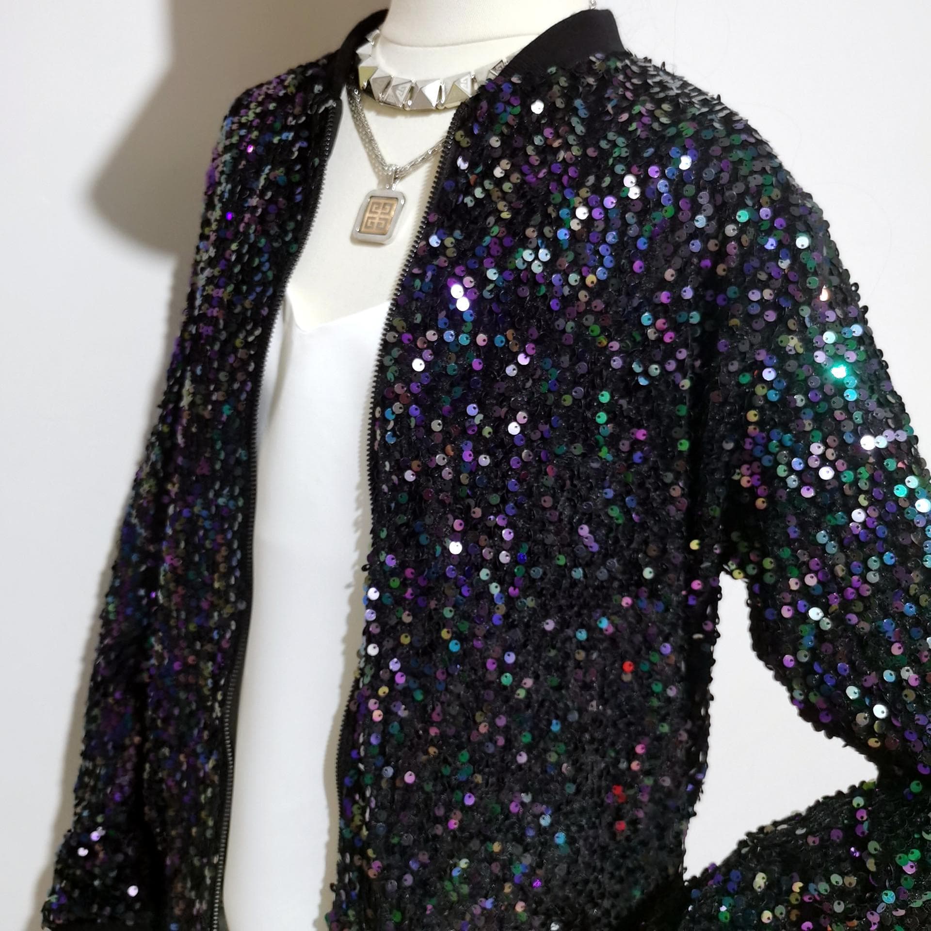 Women's Velvet Sequin Embroidered Jacket: Trendy European & American Style for Spring & Autumn Street Dance Performances XXL