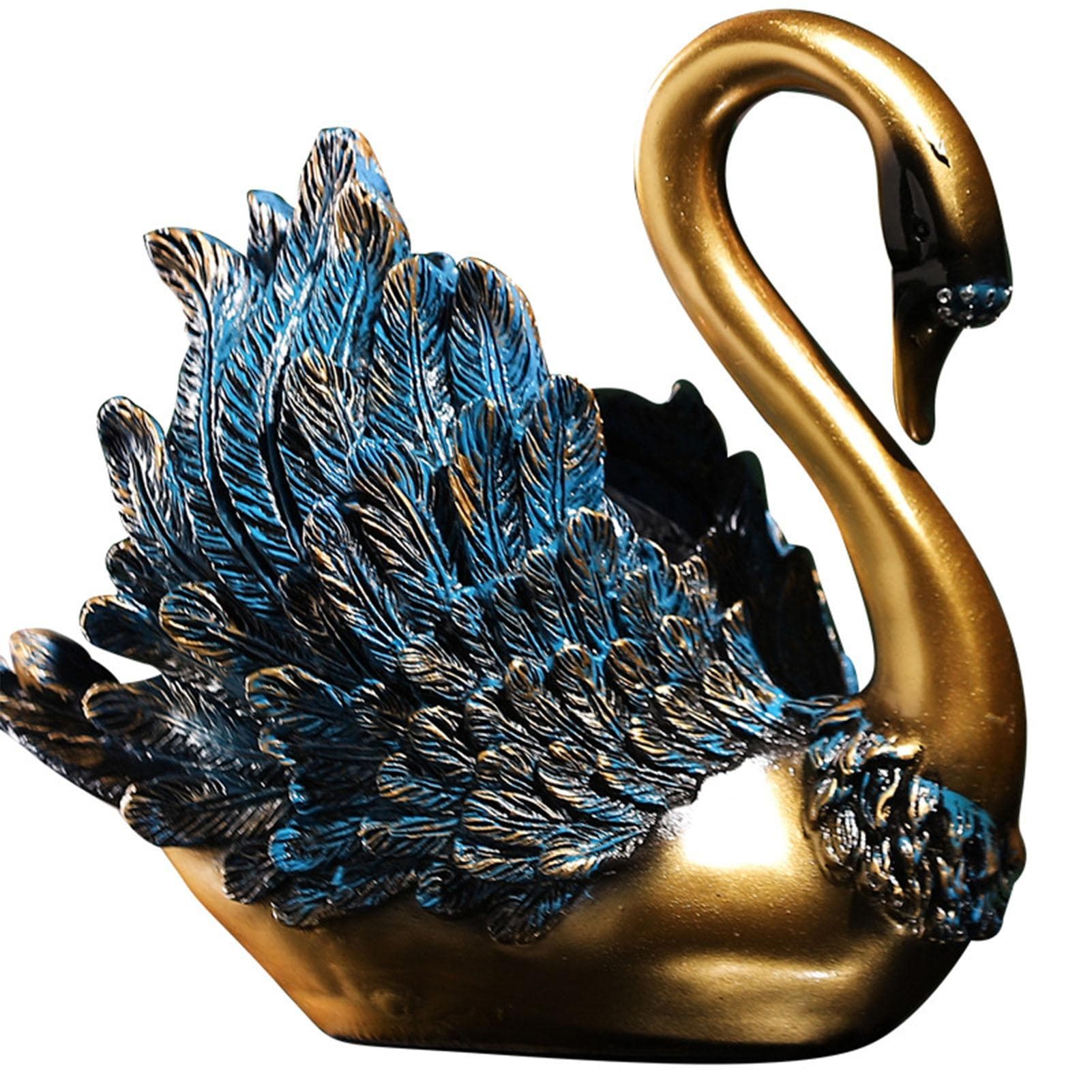 Swan Ornament Resin Flat Bottom Vivid Feather Modern Delicate Swan Sculpture Study Decoration Type