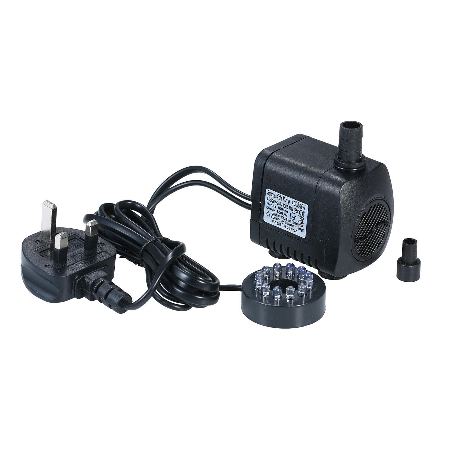 LED Light Submersible Pump 800L/H Ultra-Quiet Aquarium Pond Tank Pool Water Fountain Pump UK Plug UK Plug