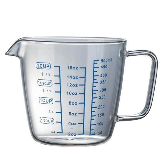 250ml/500ml Heat Cup Milk Resisting Glass Measuring Microwave Water Scale Tool 500ML