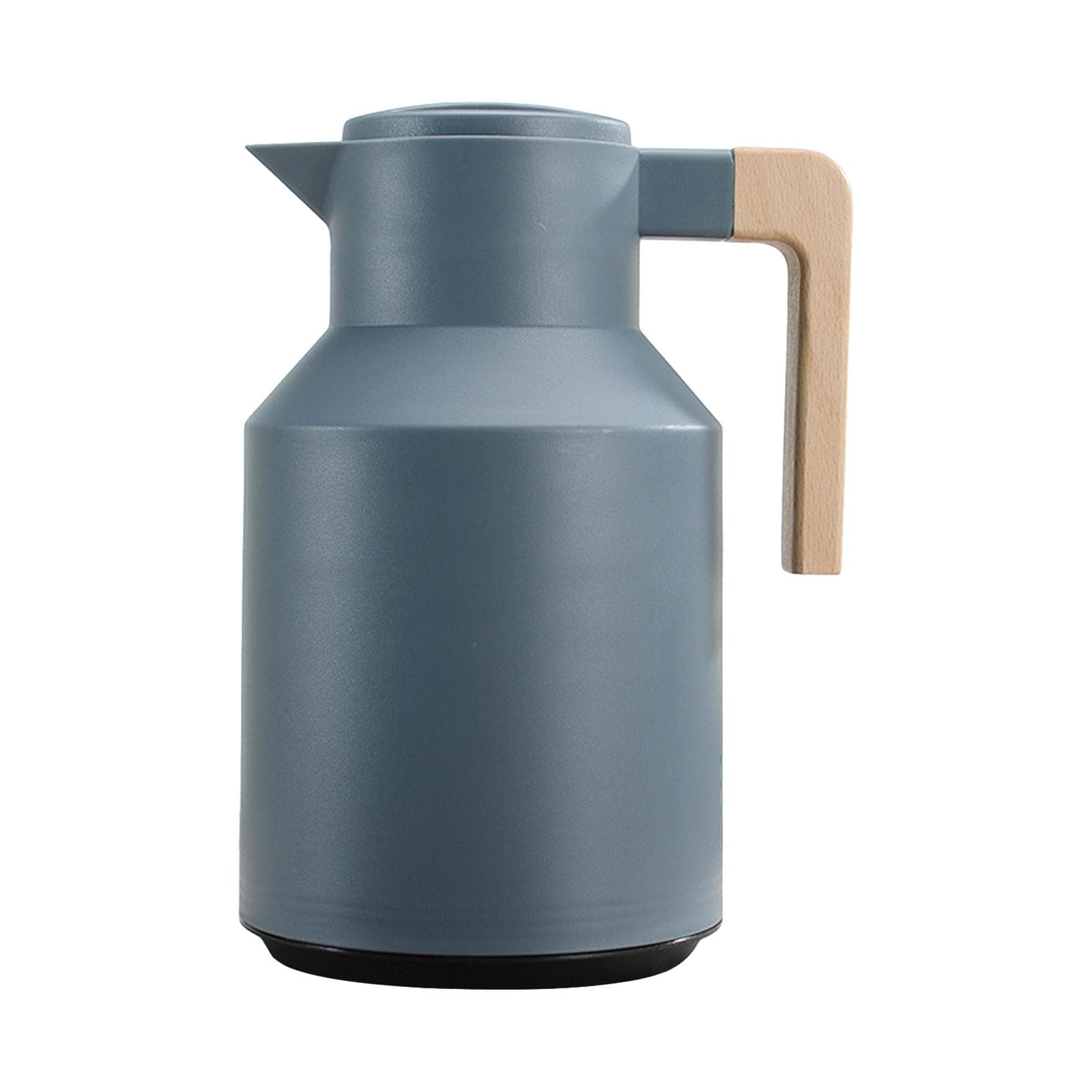 1L Thermal Coffee Carafe Double Walled Thermal Carafe Thermos Pot With Wood Handle Water Kettle grey