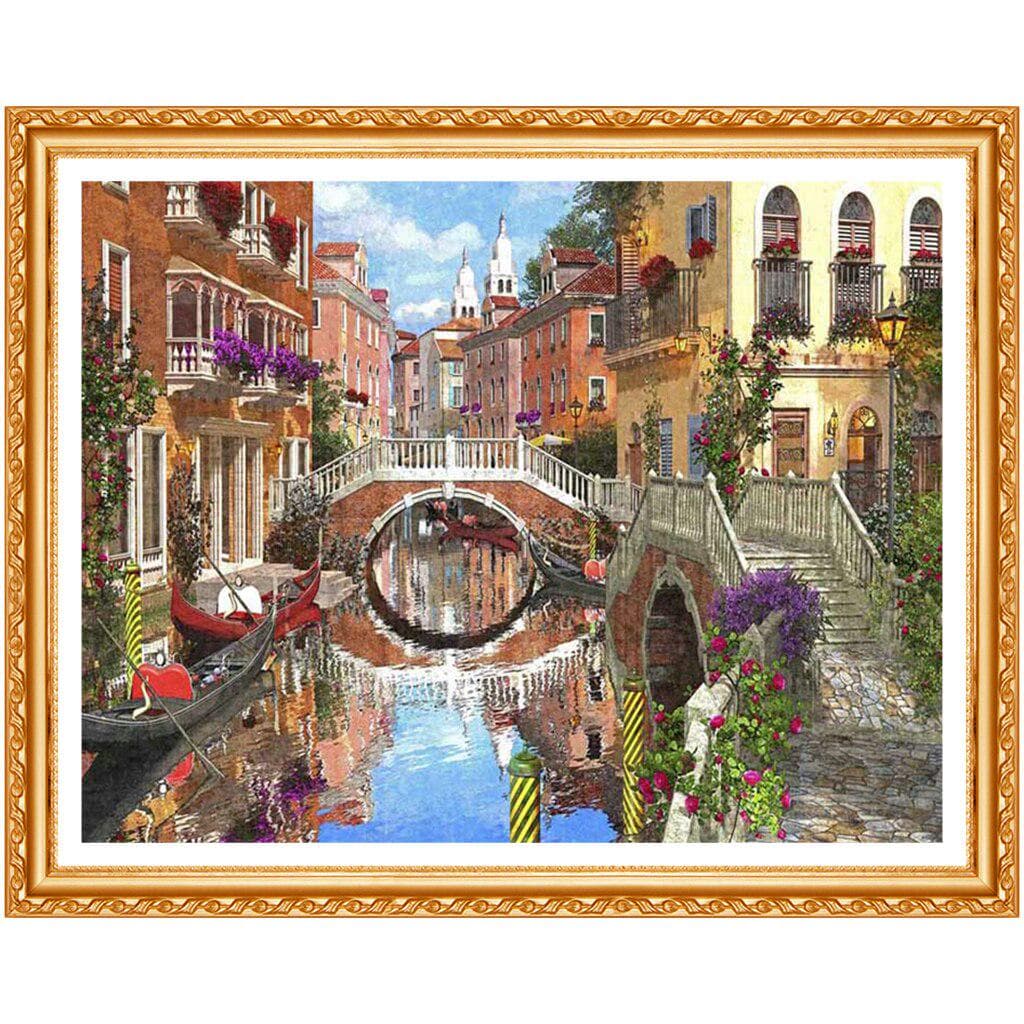 Full Drill Diamond 5D DIY Diamond Painting Bridge Water Diamond Embroidery Cross Stitch Painting 20X30CM