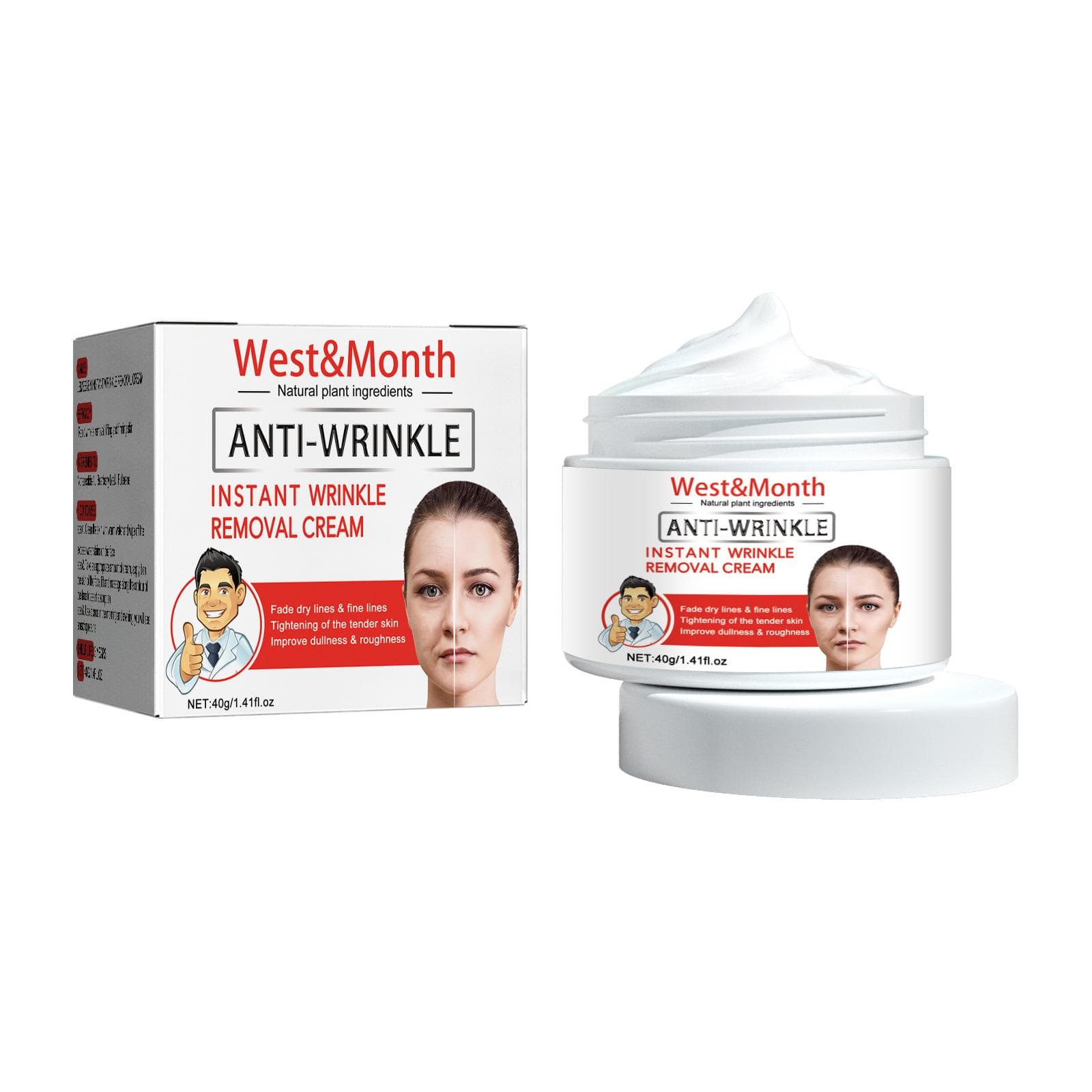 Instant Wrinkle Remover Face Cream Lifting Firming Fade Fine Lines Anti-aging Whitening Moisturizing Brighten Korean Cosmetics 40g
