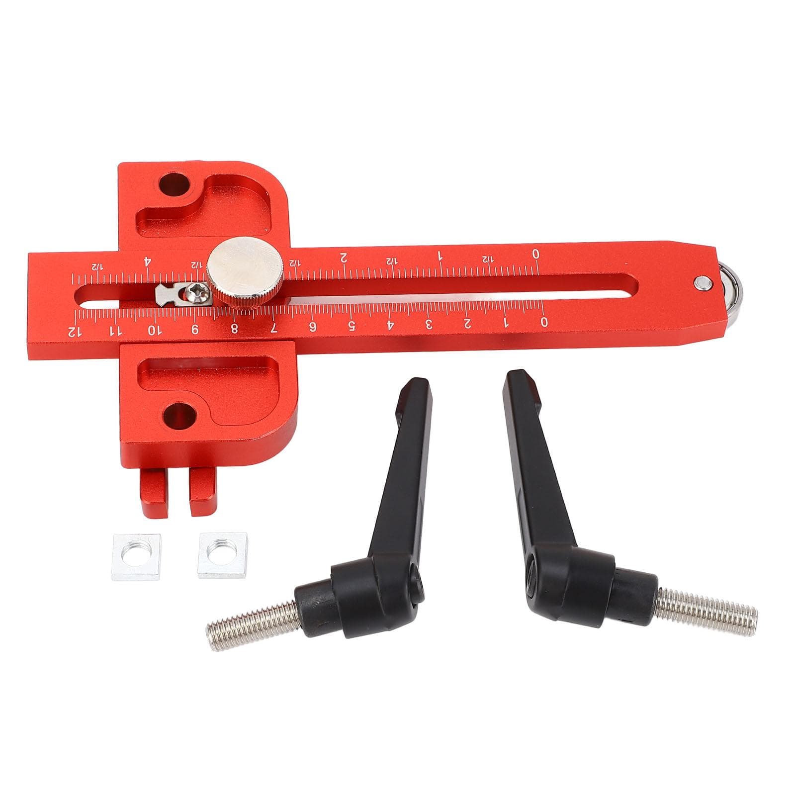 Table Saw Jig Guide with Roller Dual Scale Woodworking Thin Ripping Guide Locator Fits for 34x38 red