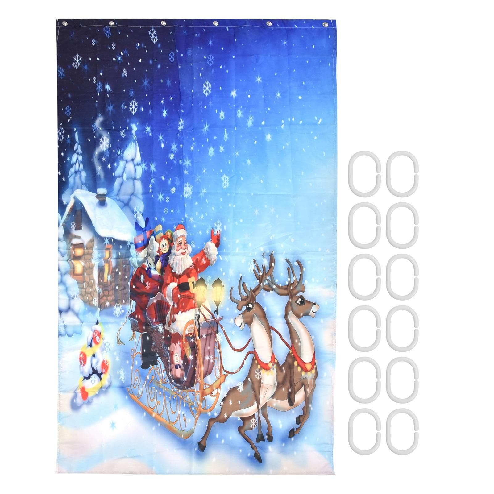 Partition Curtain Free Punching Christmas Pattern Bath Bathroom Shower Curtain for Home Hotel