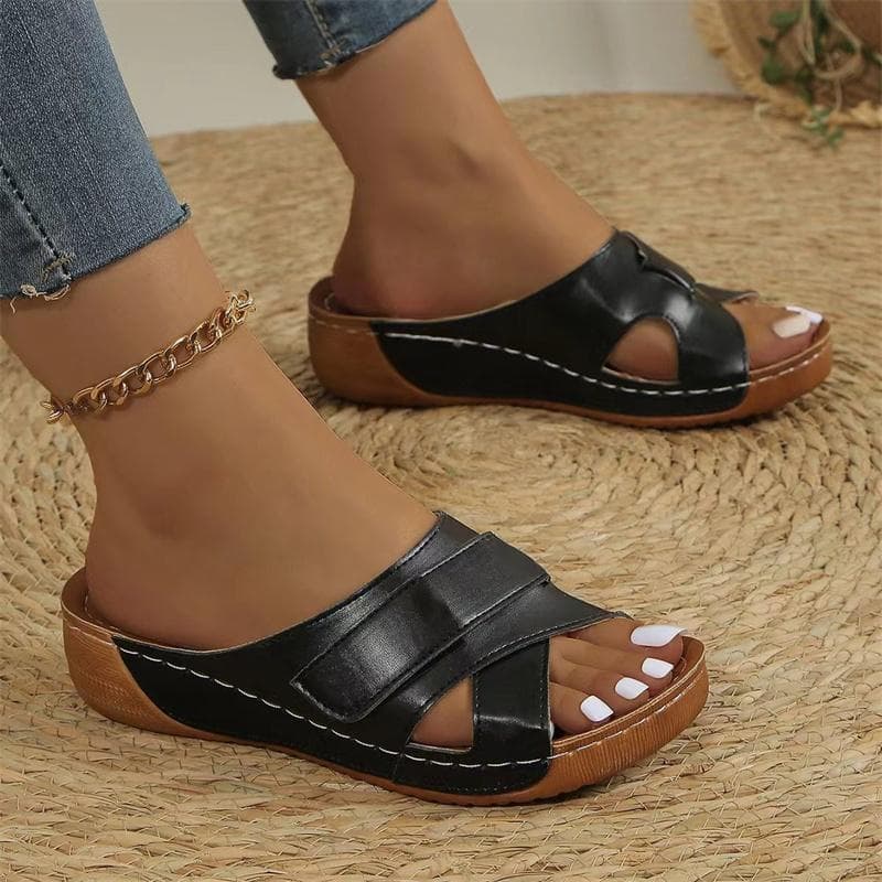 Summer Fashion New Shoes Women's Slipper Wedge Sandals Premium Open Toe Sandals Vintage Anti-slip Casual Female Platform Shoes 38