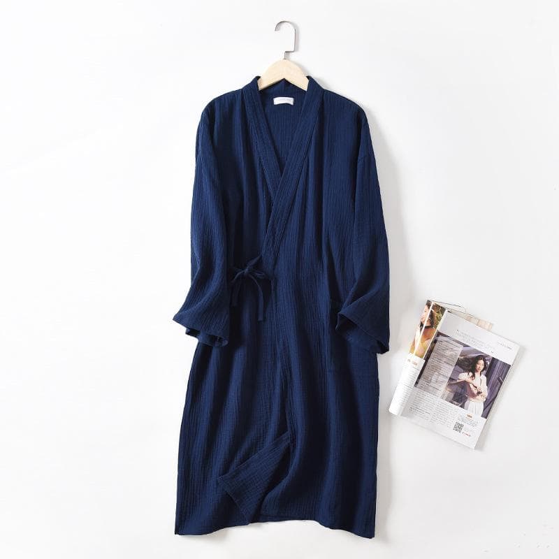 New Spring and Autumn Japanese Kimono Robe Couple Cotton Crepe Bathrobe Men and Women Kimono Robe Robes for Women Sleepwear L