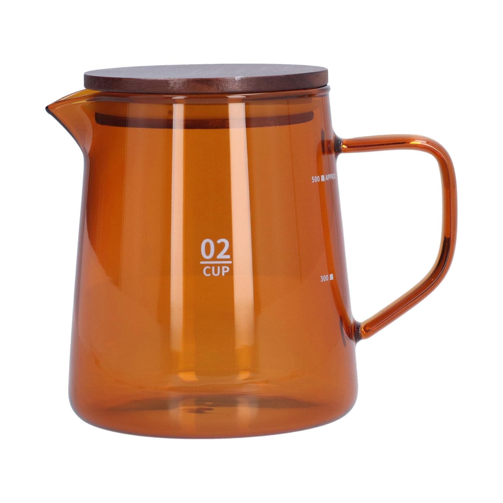 500ml Heat Resistant Coffee Server with Wooden Lid Household Tea Kettle for Home OfficeBrown brown