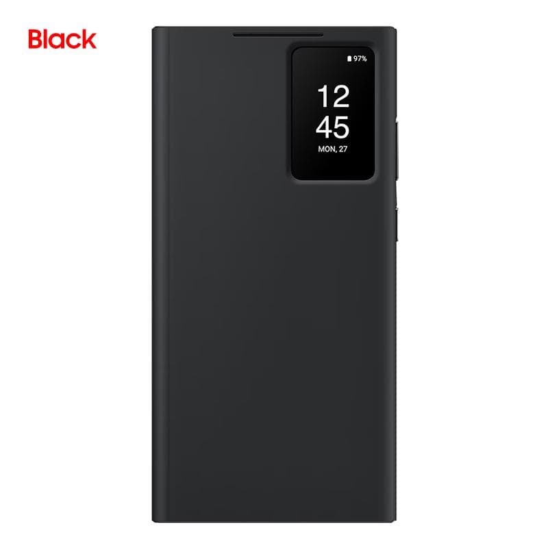 Smart View Wallet Flip Case For Samsung Galaxy S23 Ultra SM-S918B S-View Phone Case Cover black