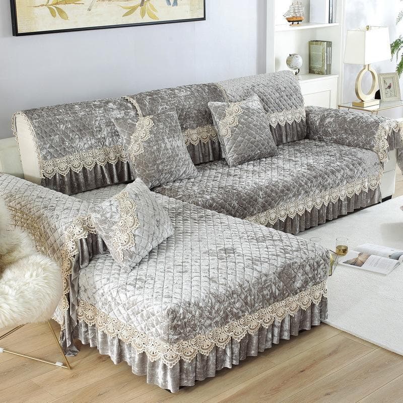 Luxury Golden Velvet Sofa Cover For Living Room Solid Color Dirt-proof Sofa Cover Elastic Protect Cushion 1-3 Seats Sofa Towel 70x70cm 1pcs