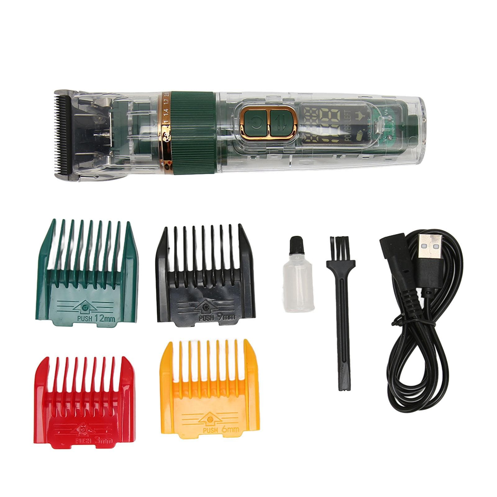 Dog Hair Clippers 3 Speed Regulation IPX7 Waterproof Electric Pet Hair Trimmer with LED Smart green