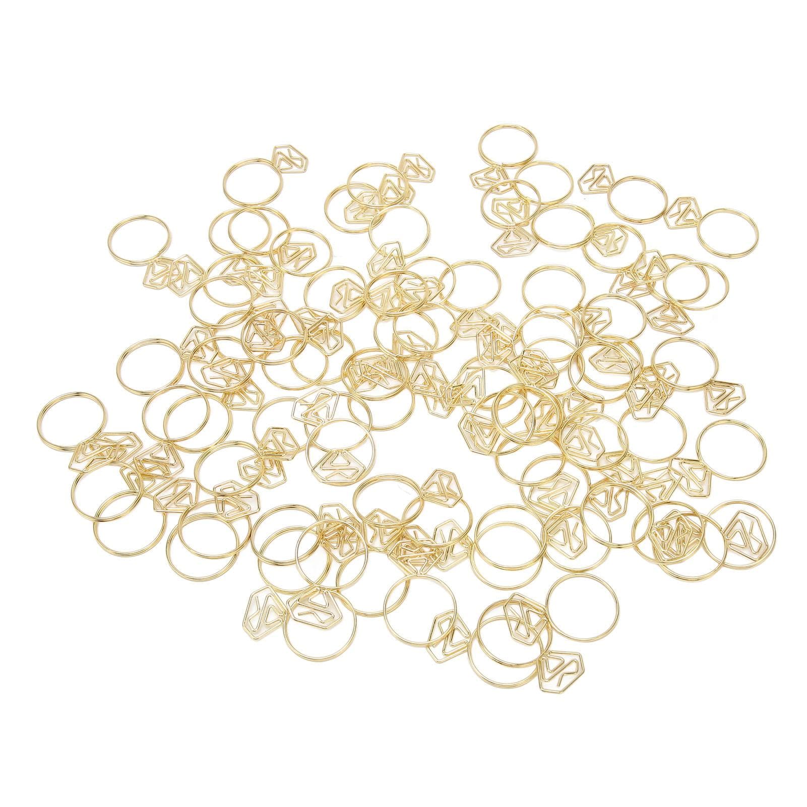 80pcs Ring Shape Paper Clips Rustproof Multifunction Multifunction with Clear Box for Office School gold