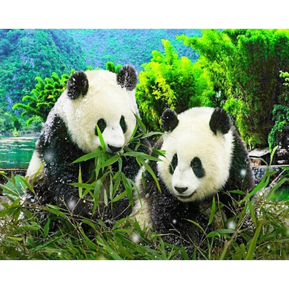 Diamond Embroidery Mosaic Pandas Eat Bamboo Crystal 5D Cross Stitch Diamond Painting 20X30CM