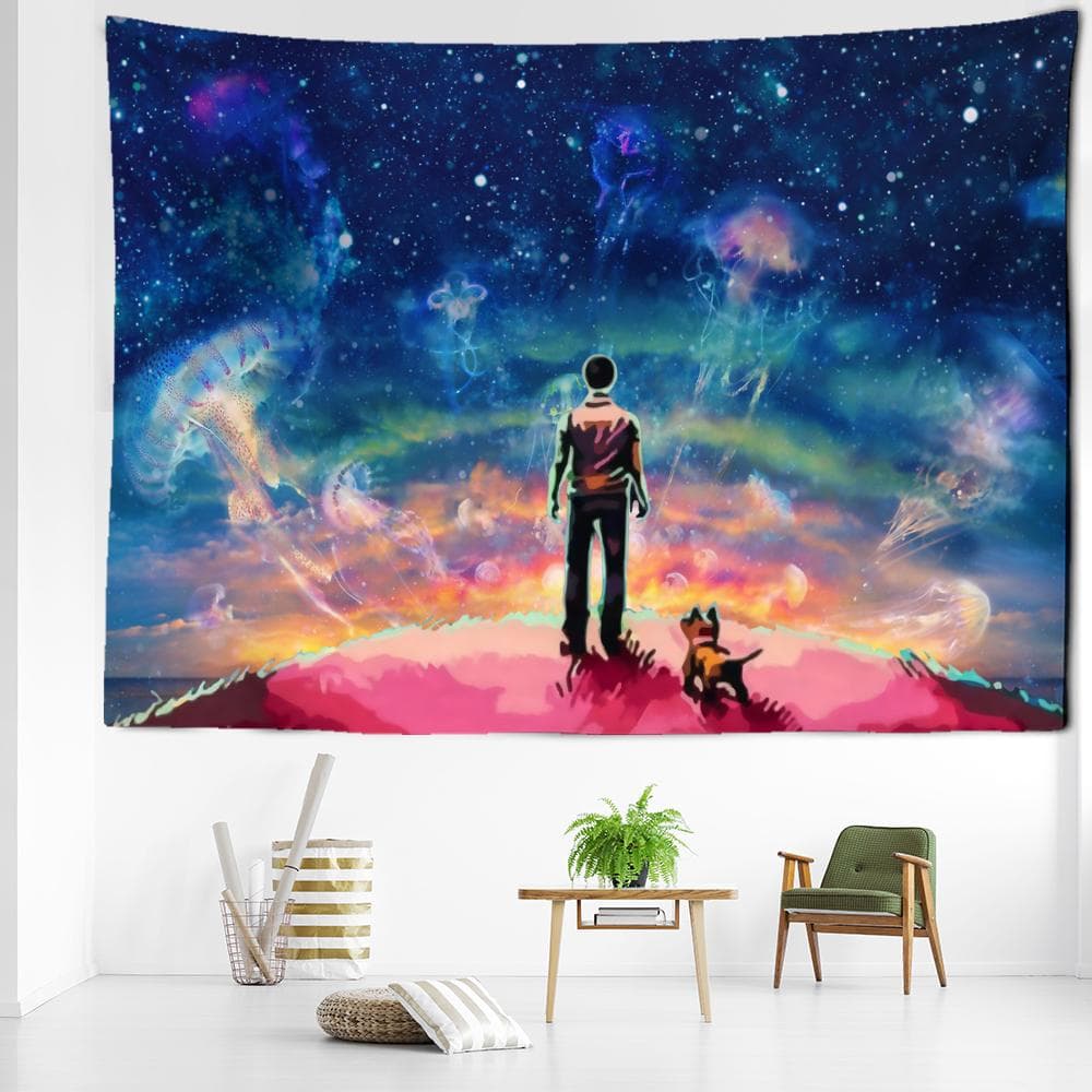 Cartoon Starry Sky Back Shadow Tapestry Wall Hanging Mysterious Art Hippie Tapiz Abstract Aesthetics Room Home Decor 95x70CM