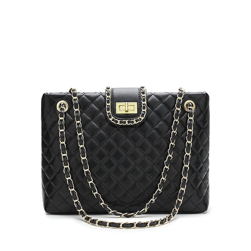 Leather Women's Bag, Diamond-shaped Bucket Bag, Women's Autumn and Winter Large-capacity Crossbody Chain Bag