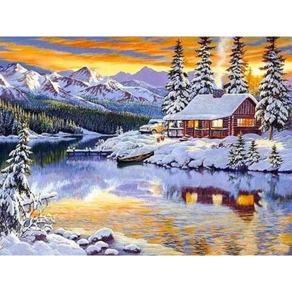 Diamond Embroidery Winter Landscape Crystal Diamond Painting Full Round Scenery Picture Home Decor 20X30CM